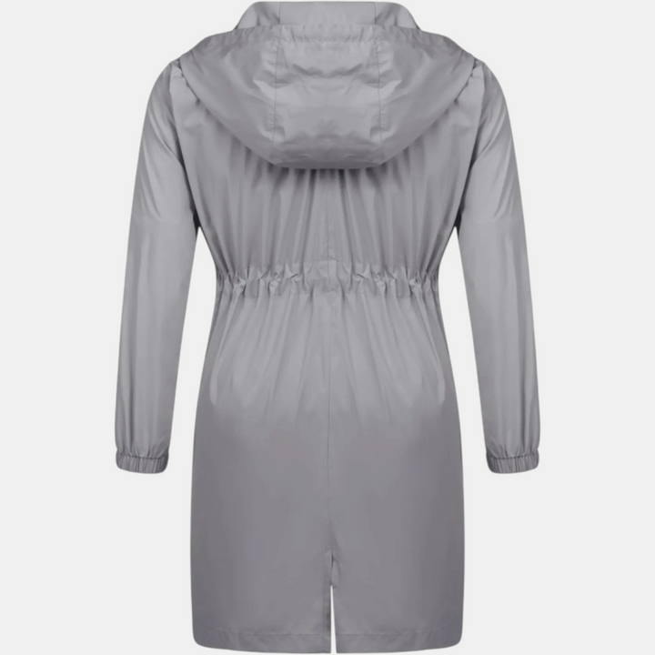 Coupe-vent pour femme avec cordon de serrage à la taille, capuche, veste longue