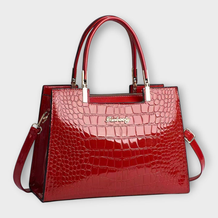 Olivia - Borsa a mano con stampa coccodrillo lucida