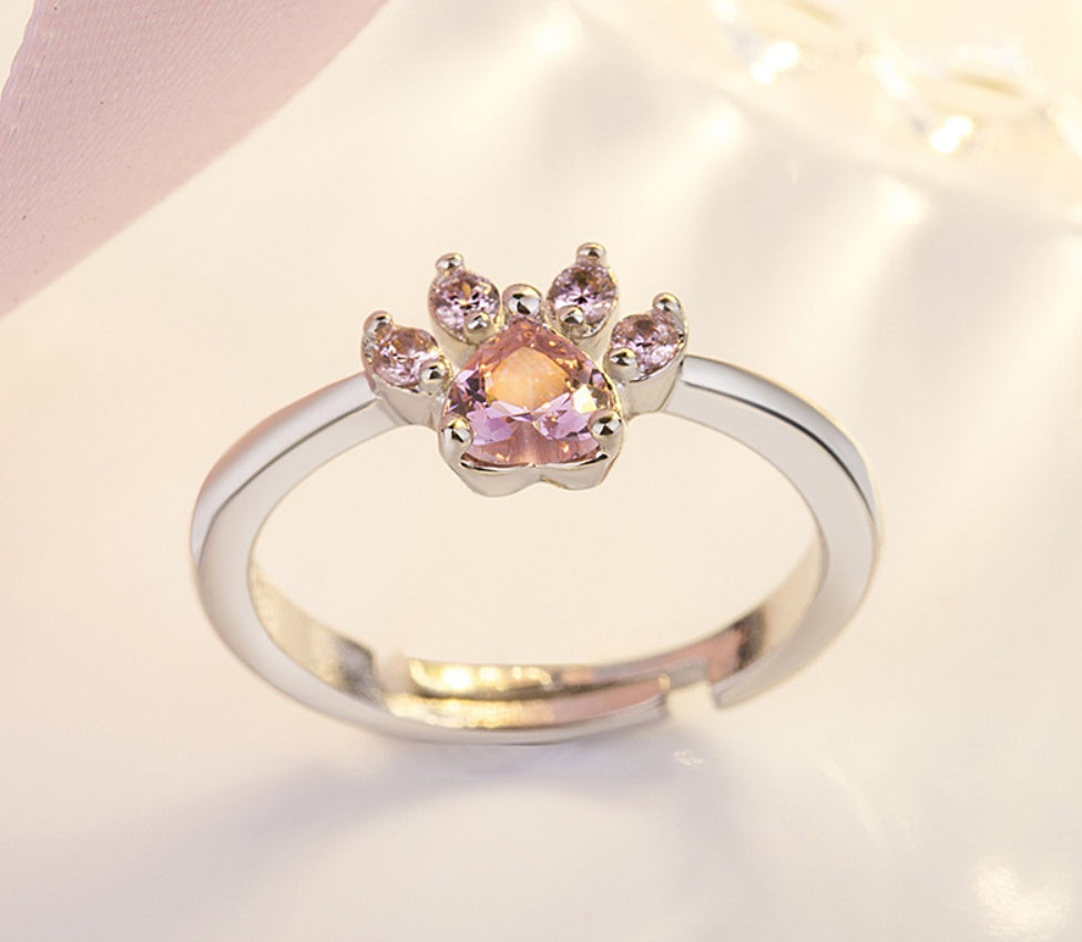 Parure de bijoux Paw pour femme – 4 pièces | Or rose avec cœur en zircone