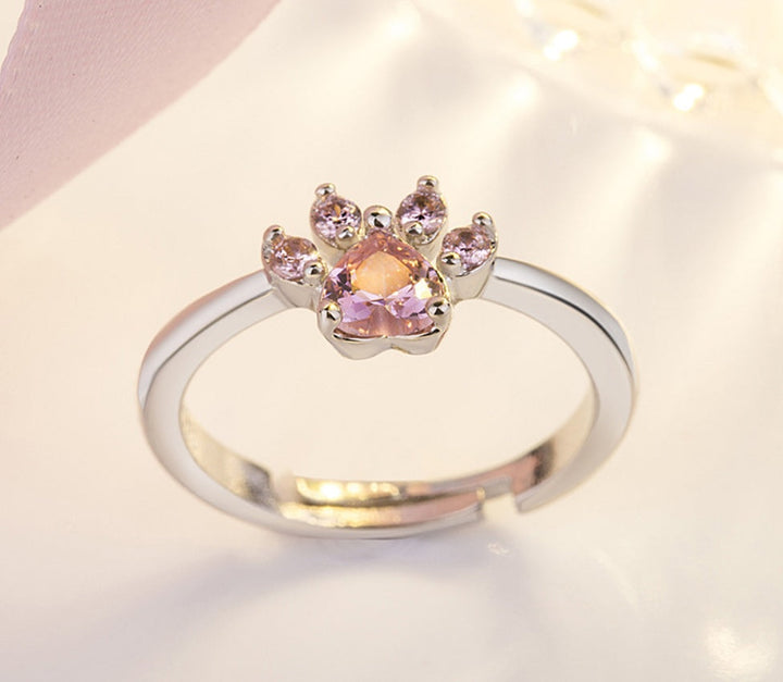 Parure de bijoux Paw pour femme – 4 pièces | Or rose avec cœur en zircone
