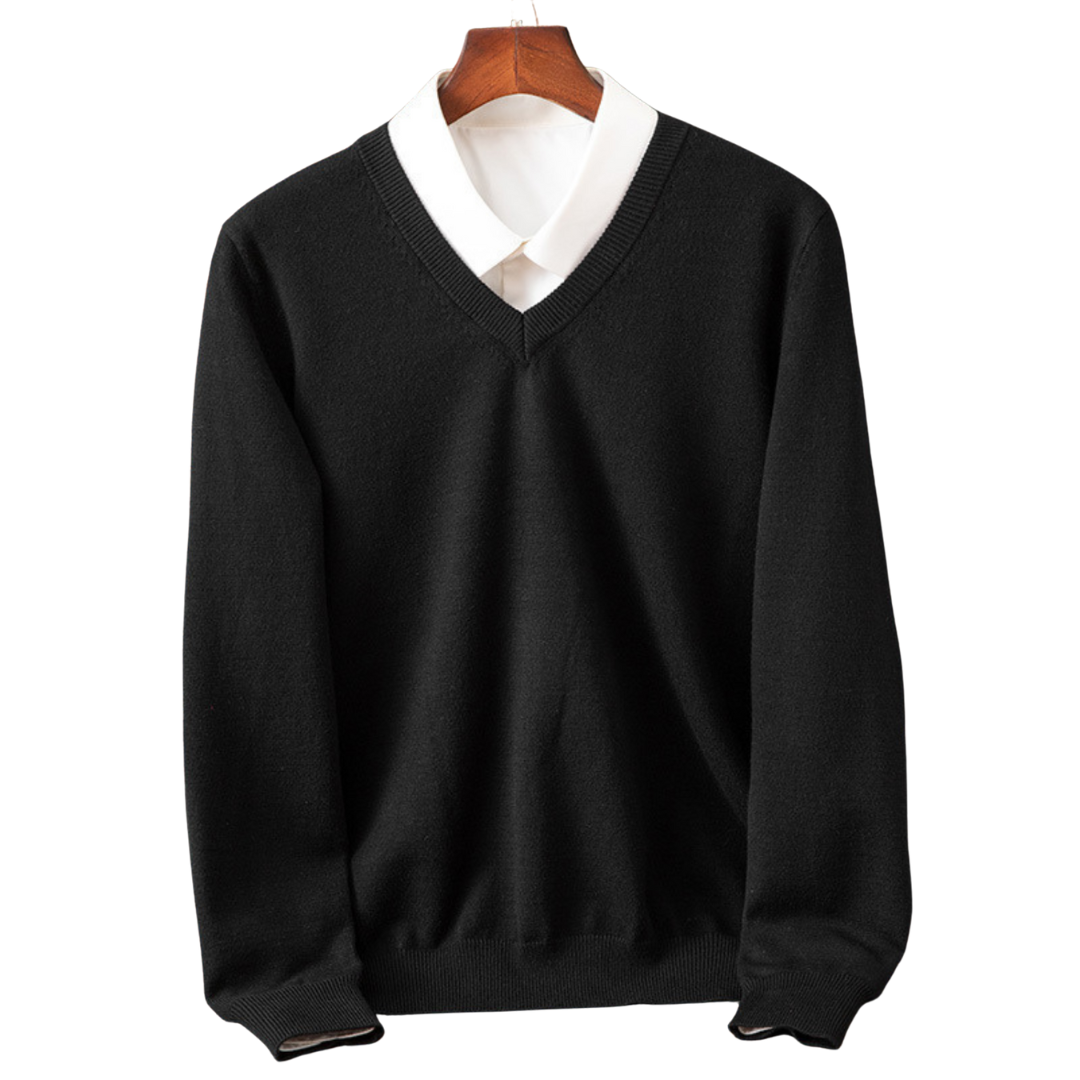 Elegante maglione in cashmere con scollo a V