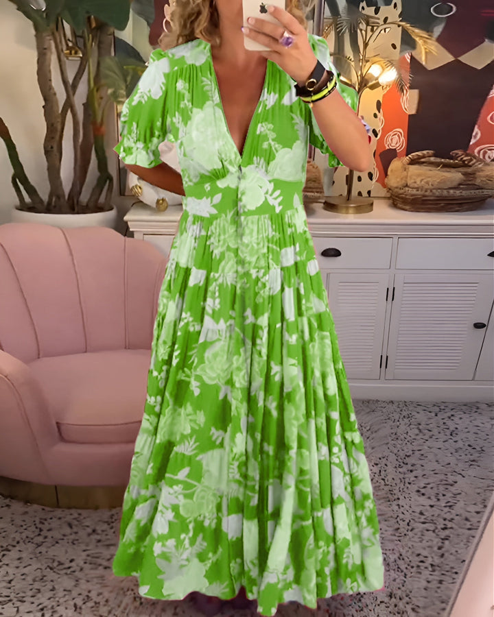 CARINE | KLEID MIT TASCHEN UND V-AUSSCHNITT IM BLUMENMUSTER