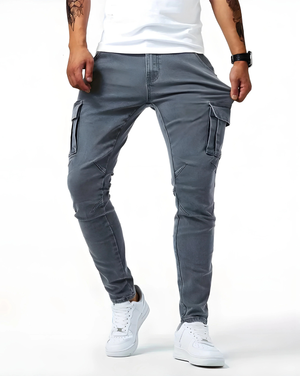 Pantalon cargo stretch Marino