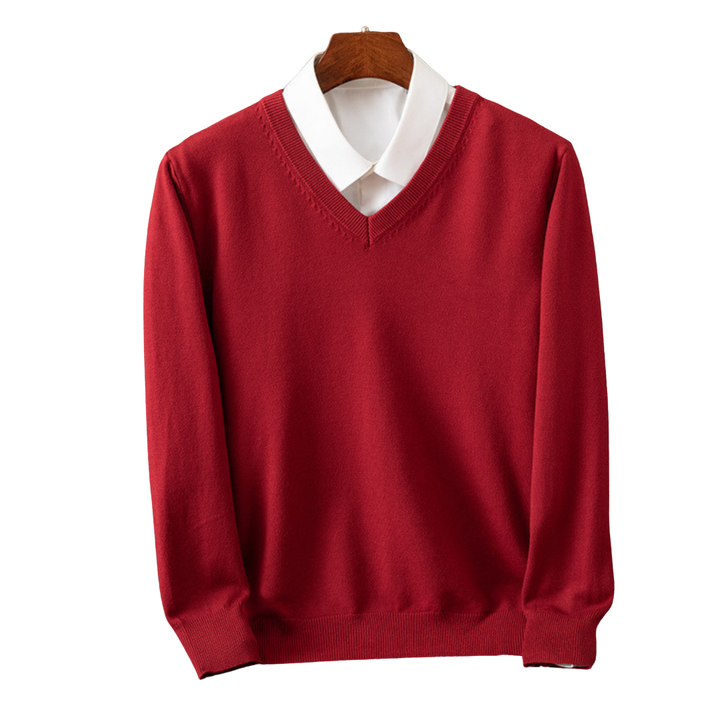 Elegante maglione in cashmere con scollo a V