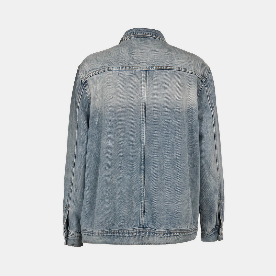 Giacca in denim lavato con abbottonatura asimmetrica da donna