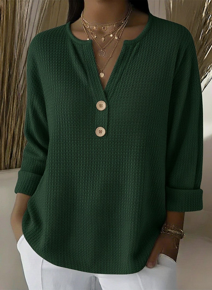 Lucía | Maglia Henley a nido d'ape con bottoni