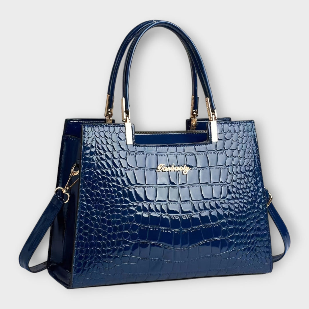 Olivia - Borsa a mano con stampa coccodrillo lucida