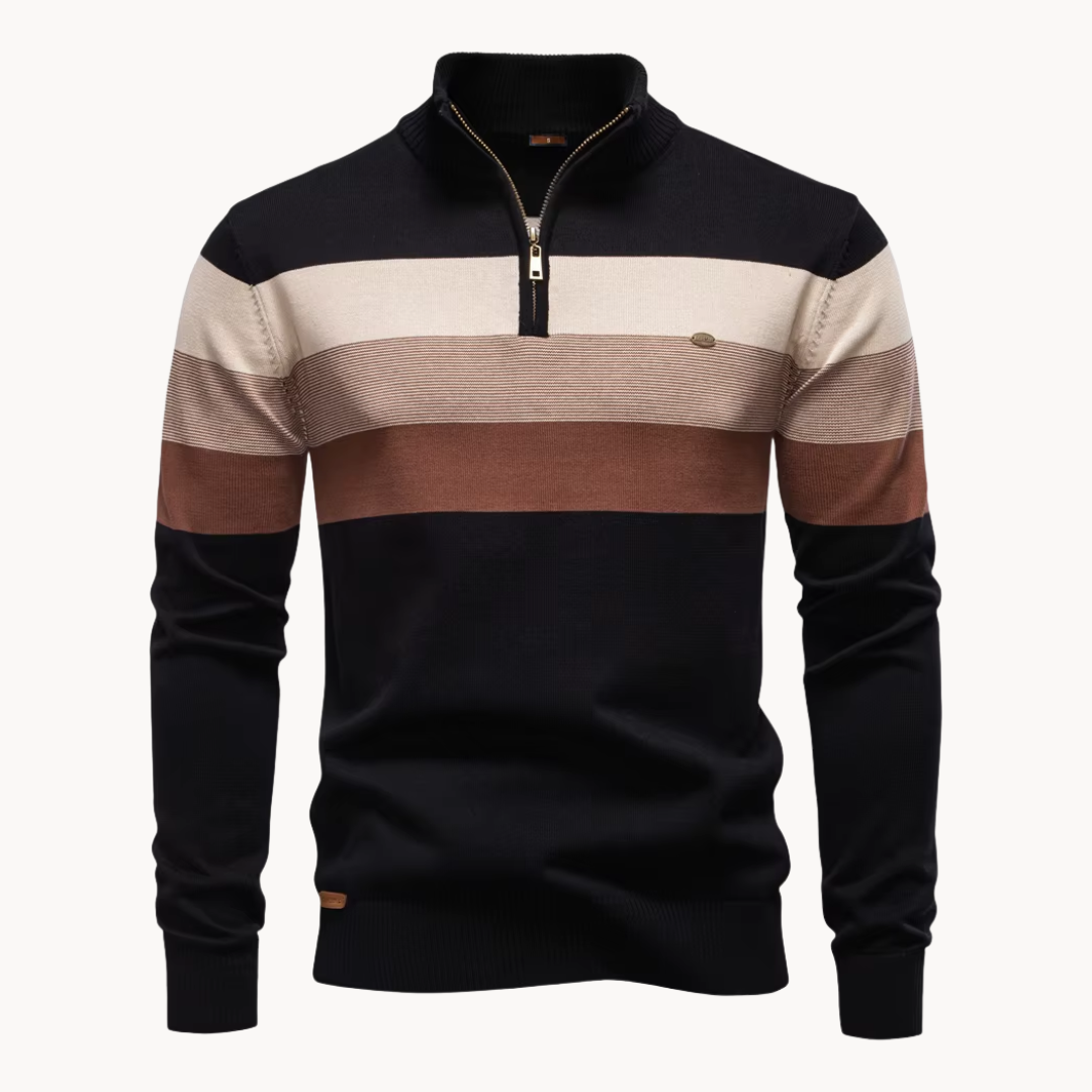 Pull-over élégant en coton avec fermeture éclair