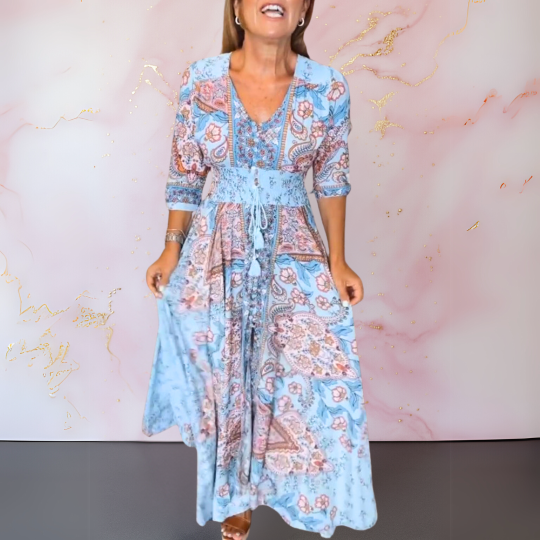MARGA | ELEGANT V-HALS SOMMERKLEID