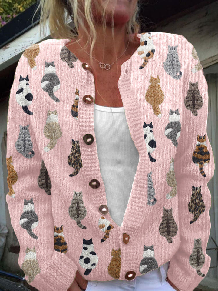 Charlotte™ | Cardigan confortable à motif chat