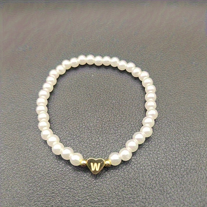 Elegante bracciale con iniziale a forma di cuore (A-Z)