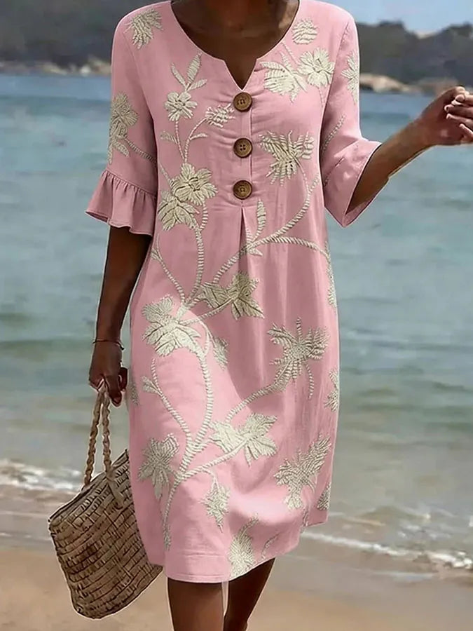 Robe décontractée pour femme à motif floral