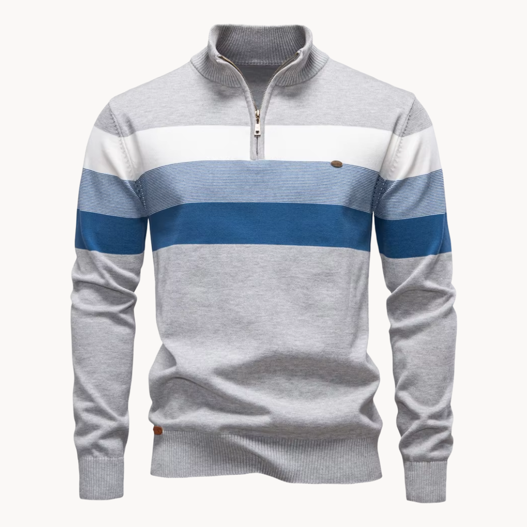 Pull-over élégant en coton avec fermeture éclair