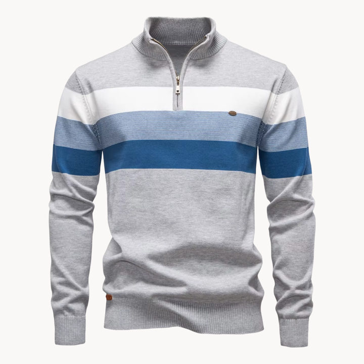 Pull-over élégant en coton avec fermeture éclair
