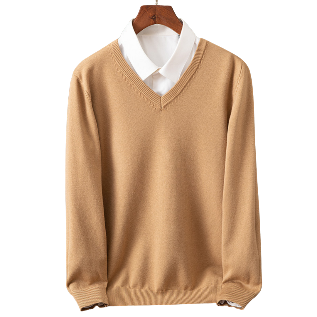 Elegante maglione in cashmere con scollo a V