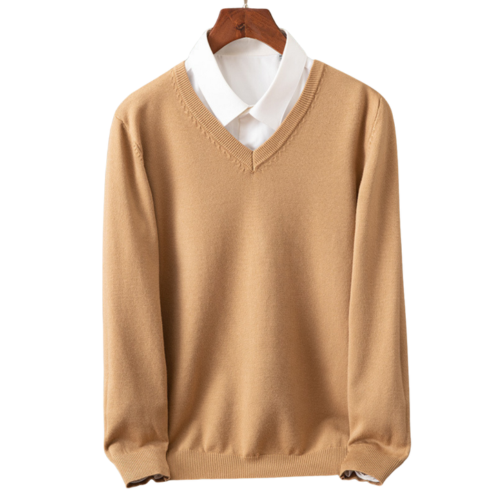 Elegante maglione in cashmere con scollo a V