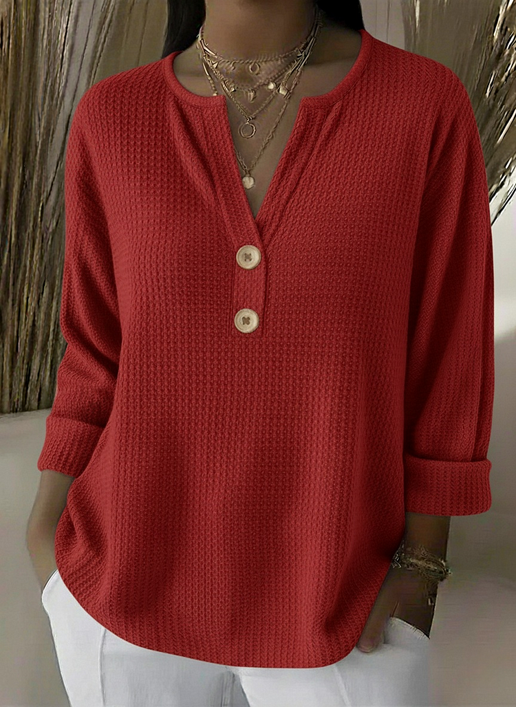 Lucía | Maglia Henley a nido d'ape con bottoni