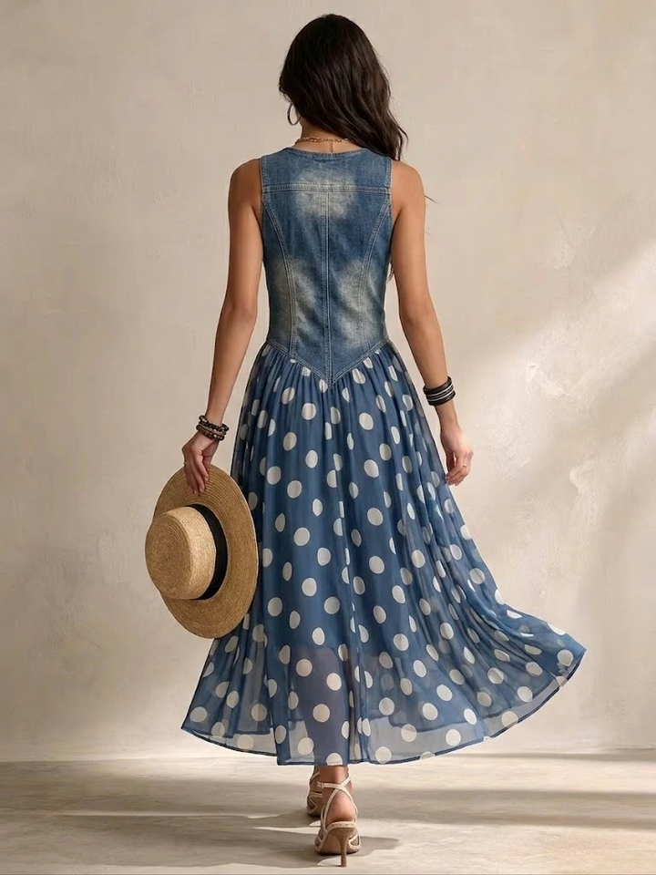 Bianca | Vestito midi in chiffon a pois