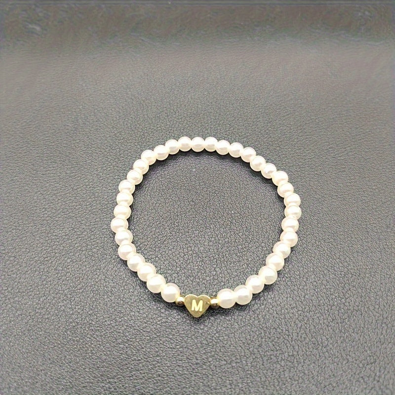 Elegante bracciale con iniziale a forma di cuore (A-Z)