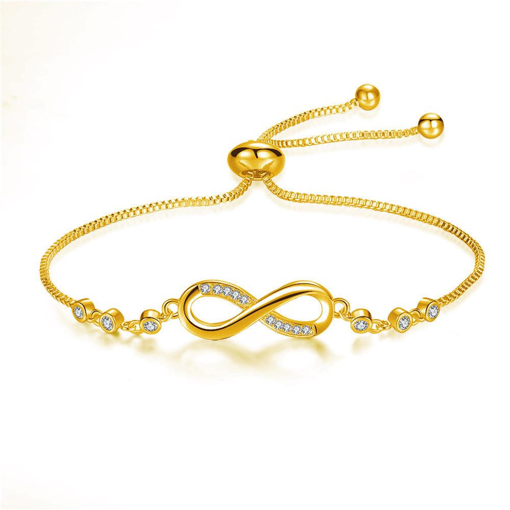 Elegante bracciale regolabile in oro rosa con simbolo dell'infinito
