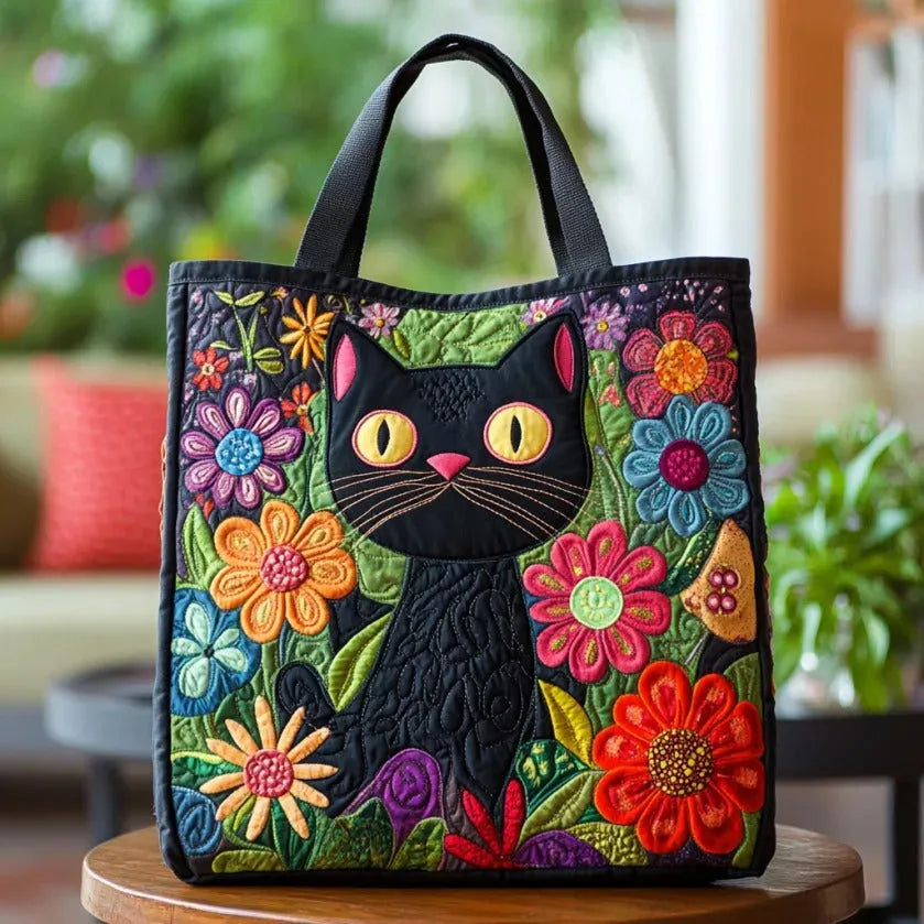 Cecilia – Borsa imbottita con motivo a gatto