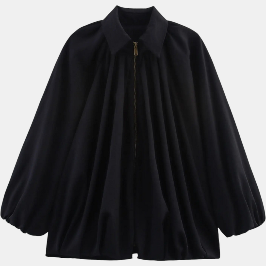 Blouson aviateur oversize pour femme avec manches ballon et fermeture éclair