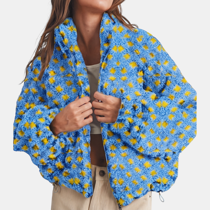 Veste zippée oversize en polaire sherpa pour femme