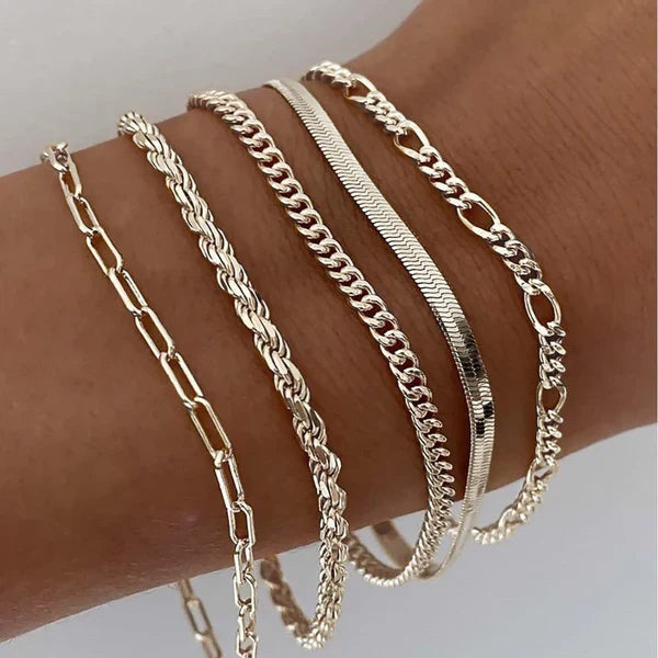 Ensemble de 5 bracelets en or