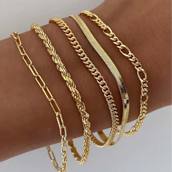 Ensemble de 5 bracelets en or