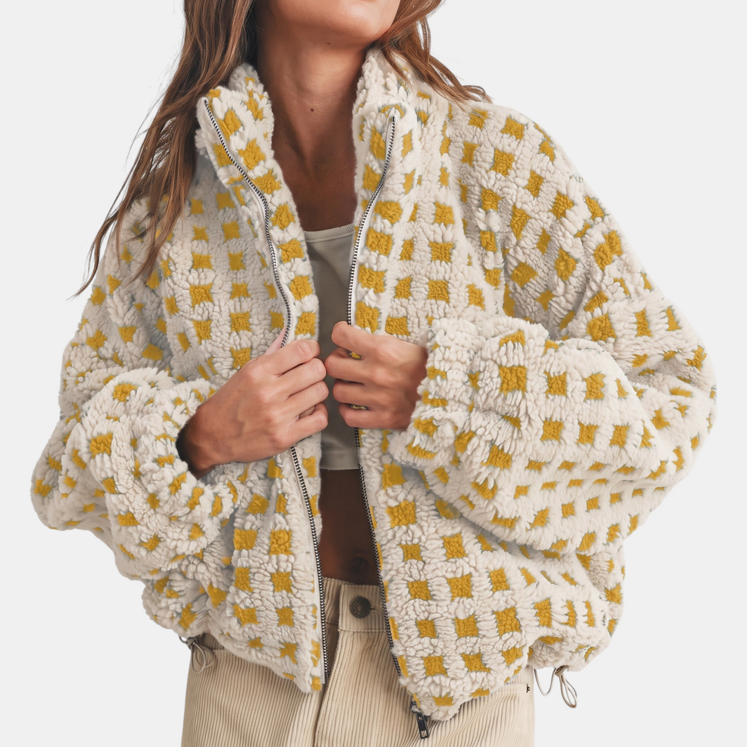 Veste zippée oversize en polaire sherpa pour femme