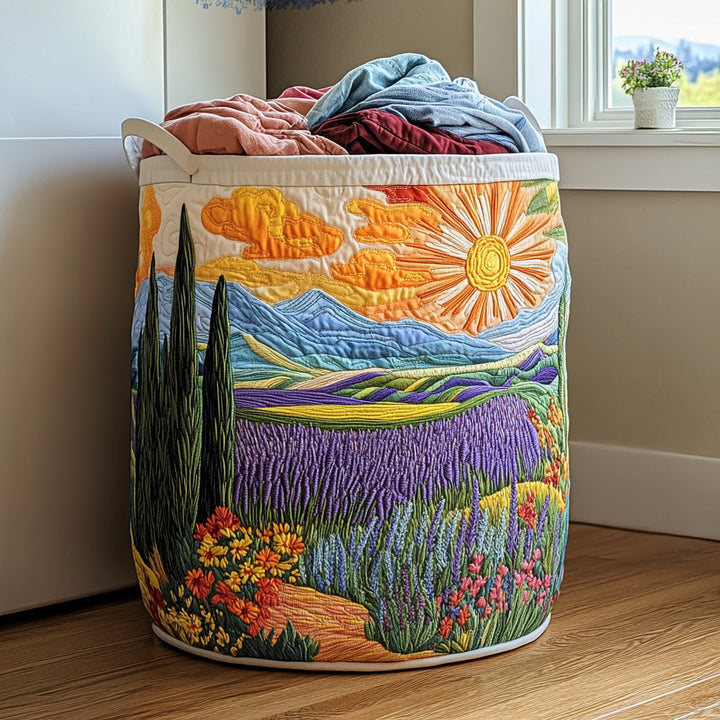 Monica – Panier à linge matelassé avec motif de prairie