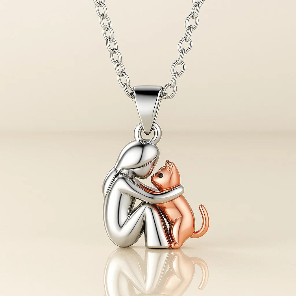 Collier avec pendentif câlin de chat