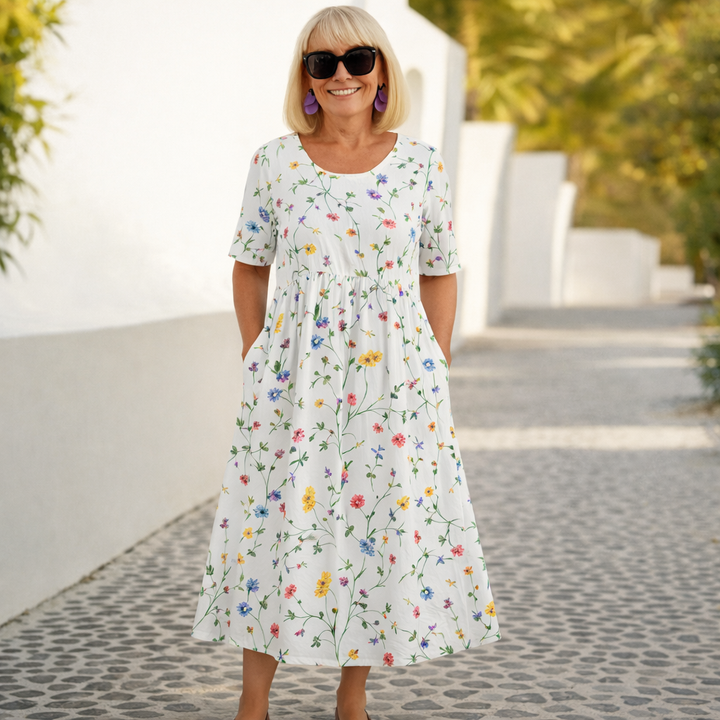 Robin | Robe midi à motifs floraux
