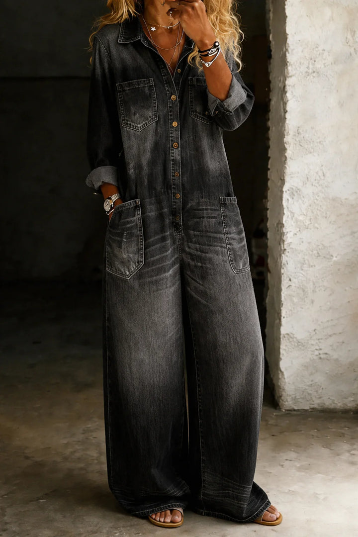 Sophia | Tuta in denim con spalle scoperte