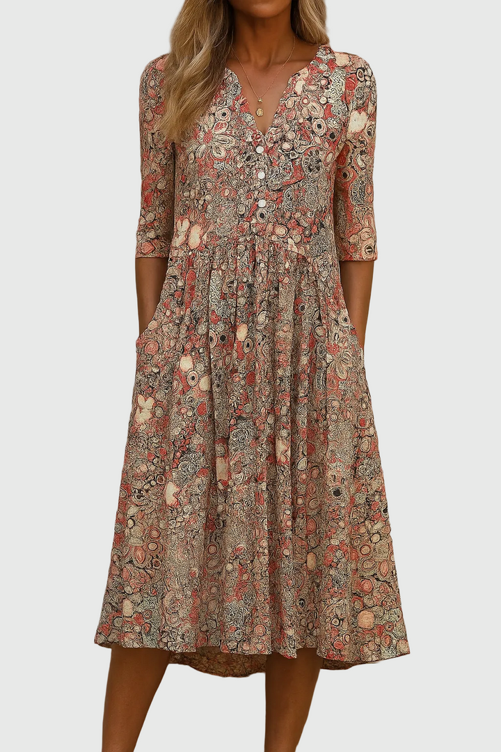 Harlow | Élégante robe midi à col en V