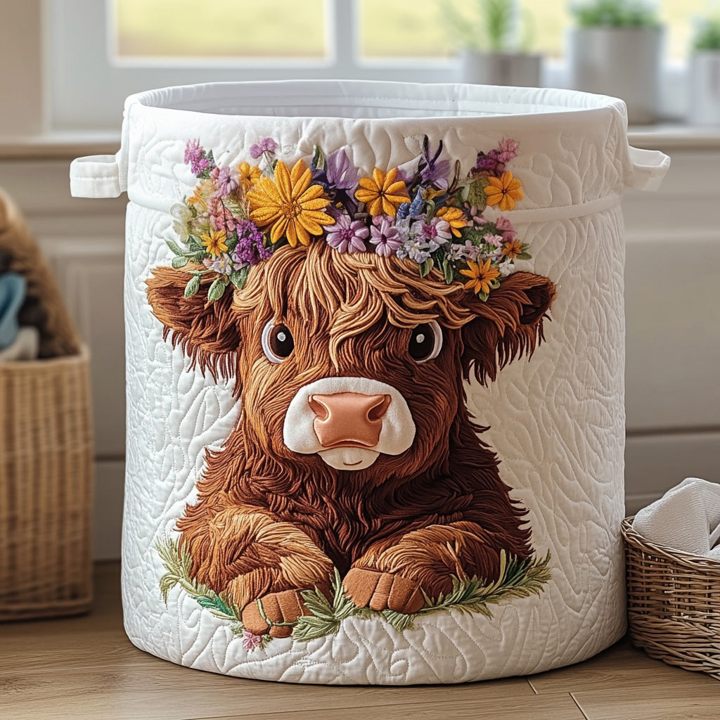 Therese – Panier de rangement matelassé avec broderie