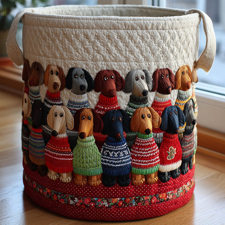 Nina – Panier de rangement matelassé avec motif teckel