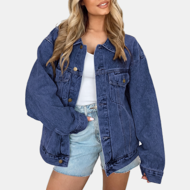 Veste en jean oversize pour femme avec boutons-pression