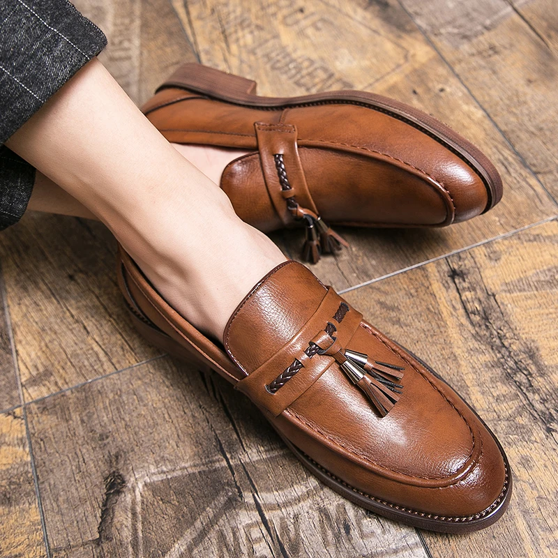 Mocassins en cuir à glands