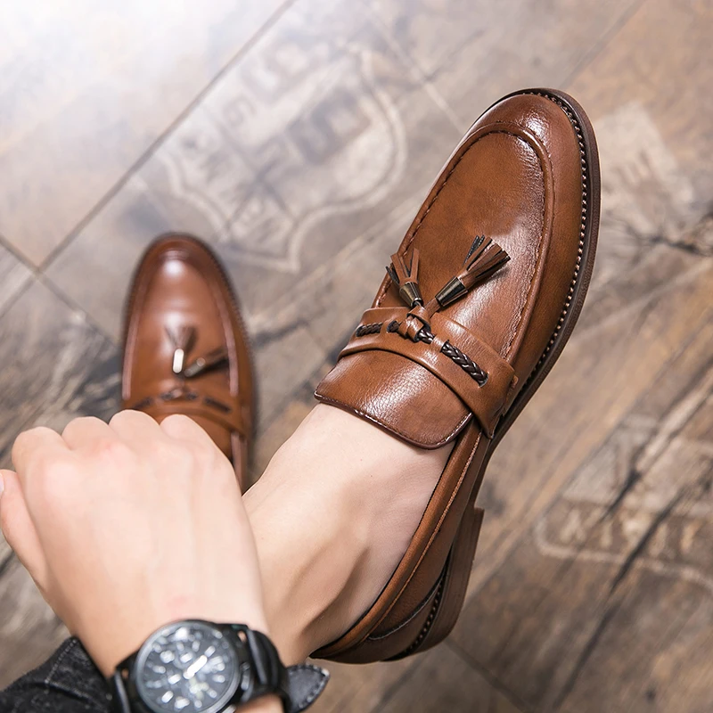 Mocassins en cuir à glands