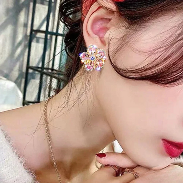 Boucles d'oreilles en argent sterling avec oxydes de zirconium colorés