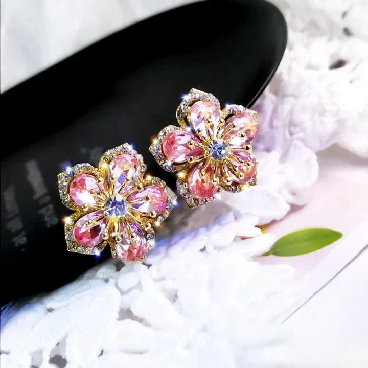 Boucles d'oreilles en argent sterling avec oxydes de zirconium colorés