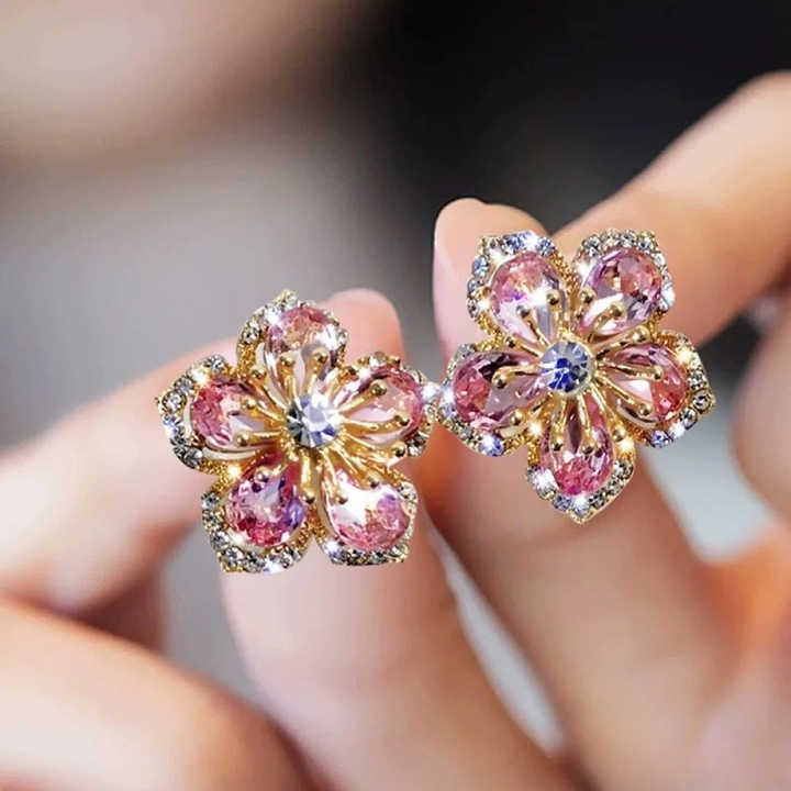 Boucles d'oreilles en argent sterling avec oxydes de zirconium colorés