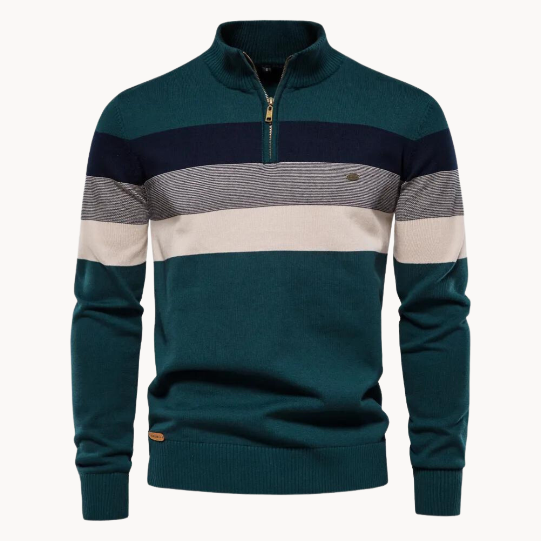 Pull-over élégant en coton avec fermeture éclair