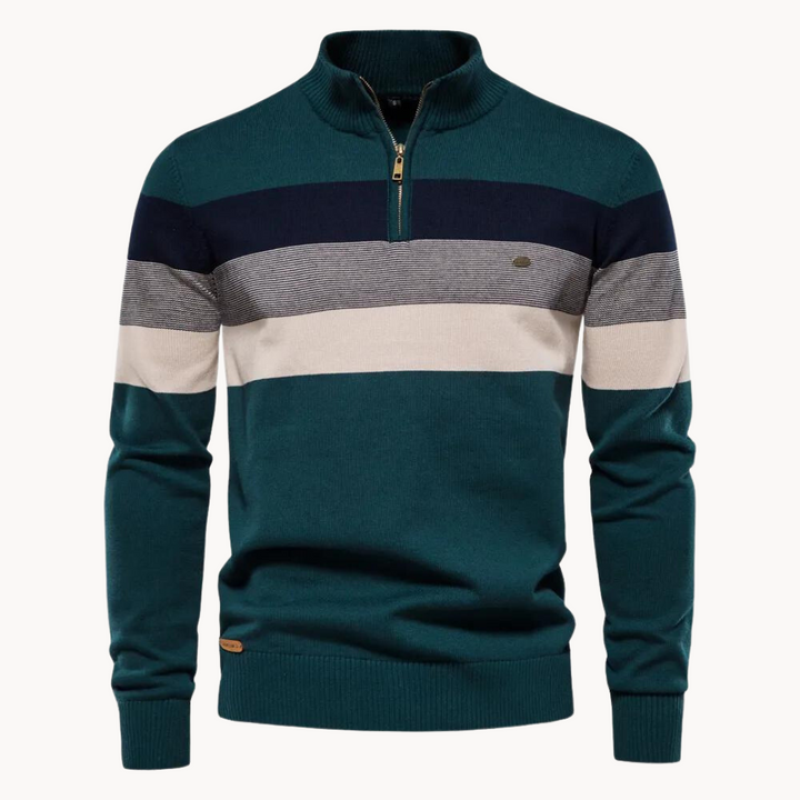 Pull-over élégant en coton avec fermeture éclair