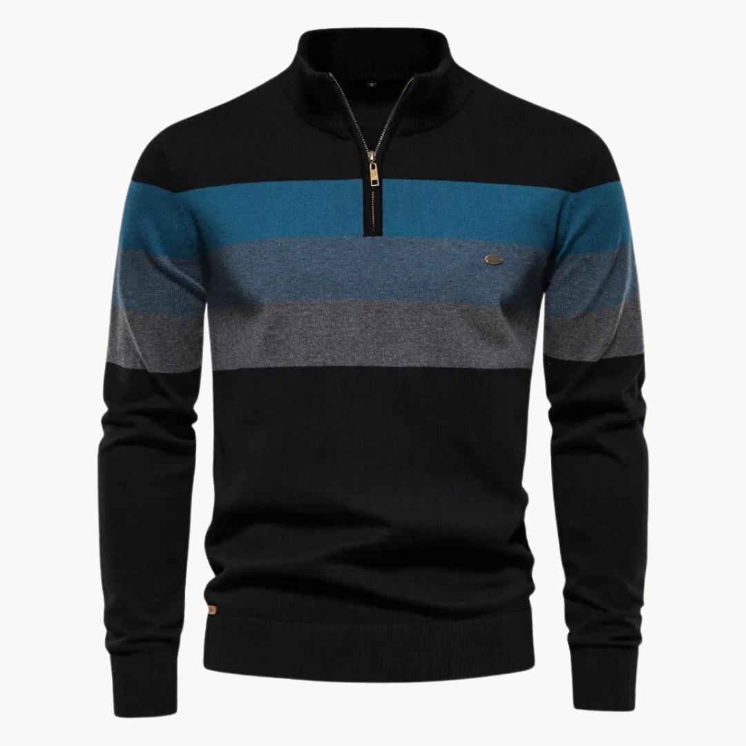 Pull-over élégant en coton avec fermeture éclair