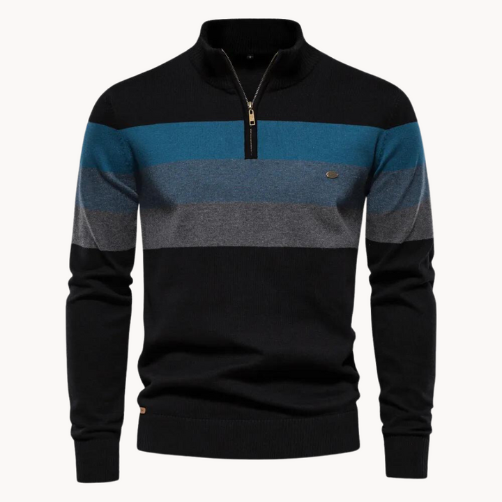 Pull-over élégant en coton avec fermeture éclair