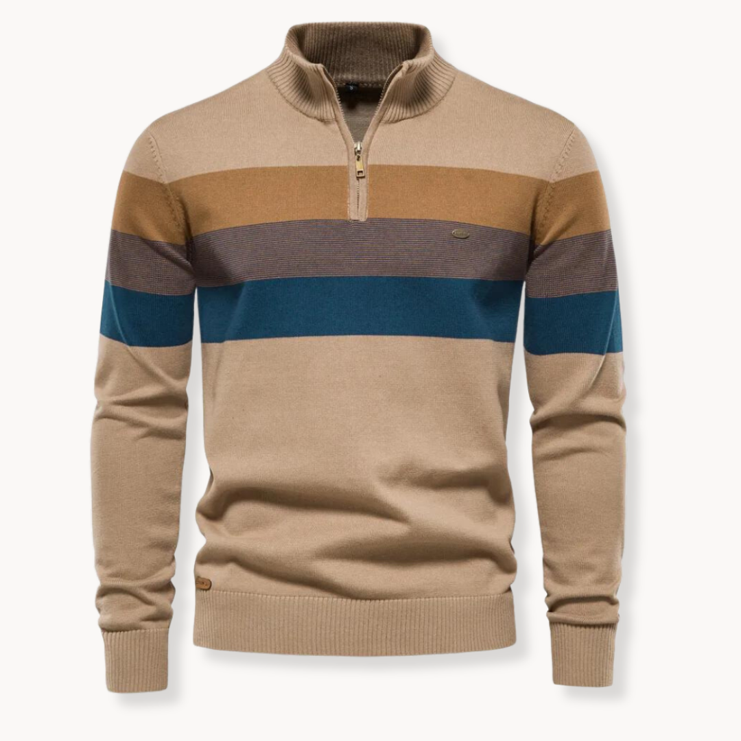 Pull-over élégant en coton avec fermeture éclair