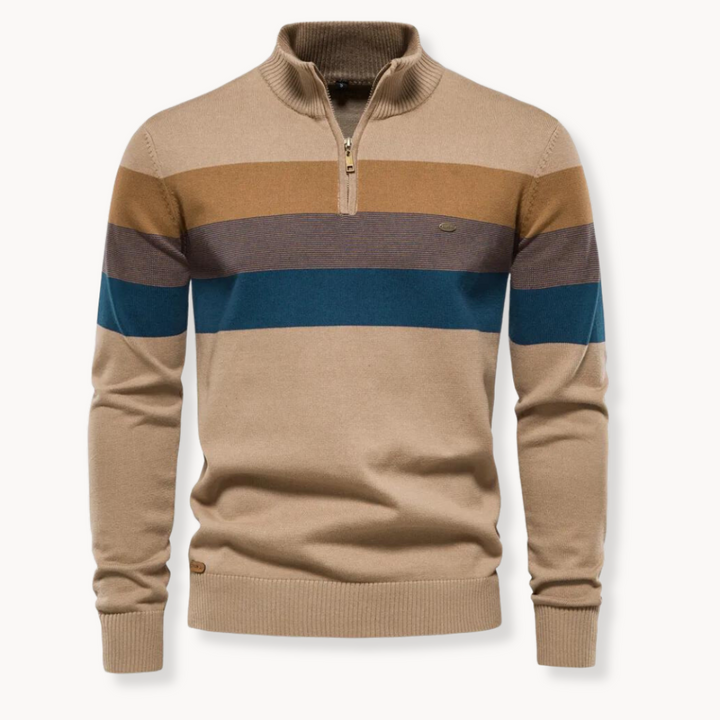 Pull-over élégant en coton avec fermeture éclair