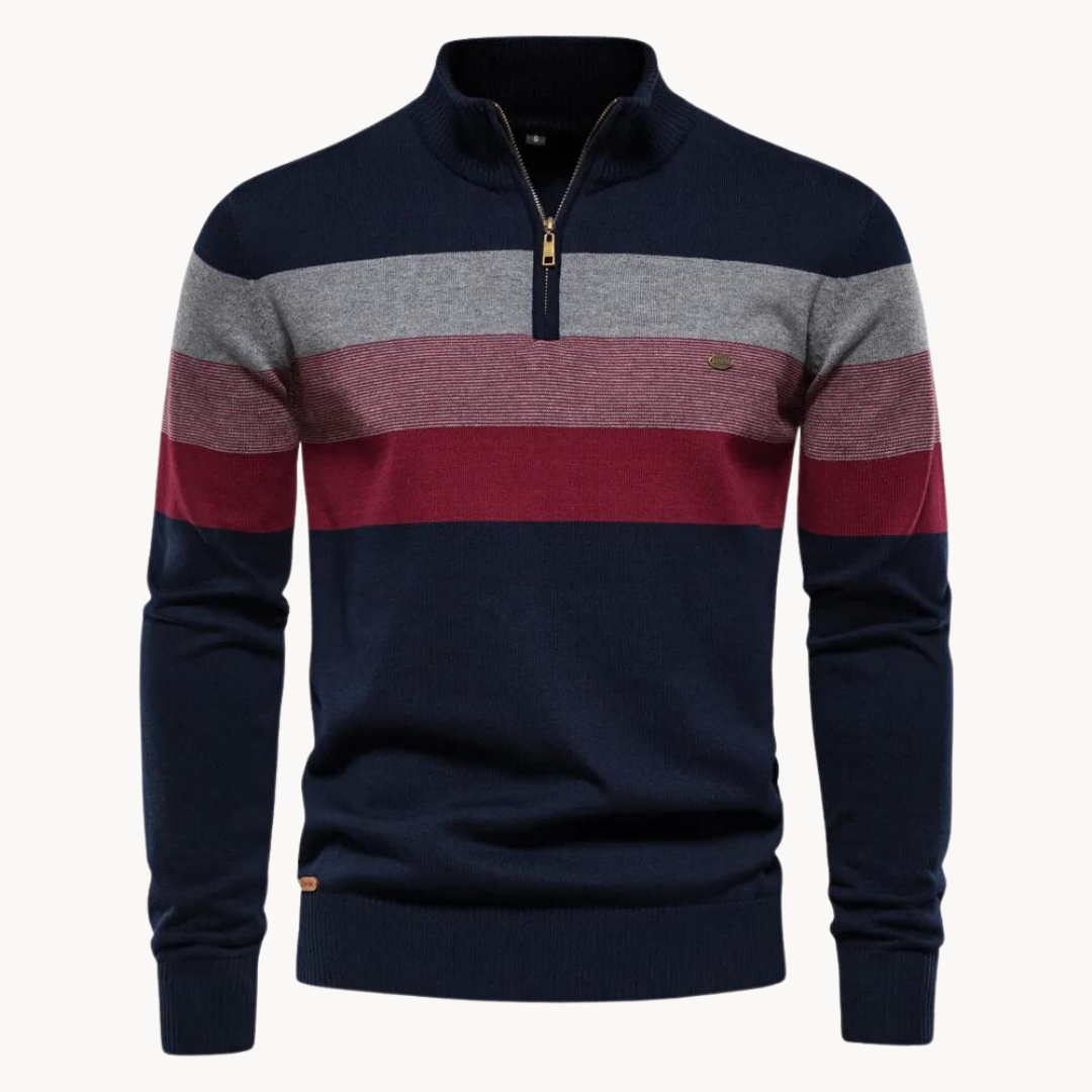 Pull-over élégant en coton avec fermeture éclair